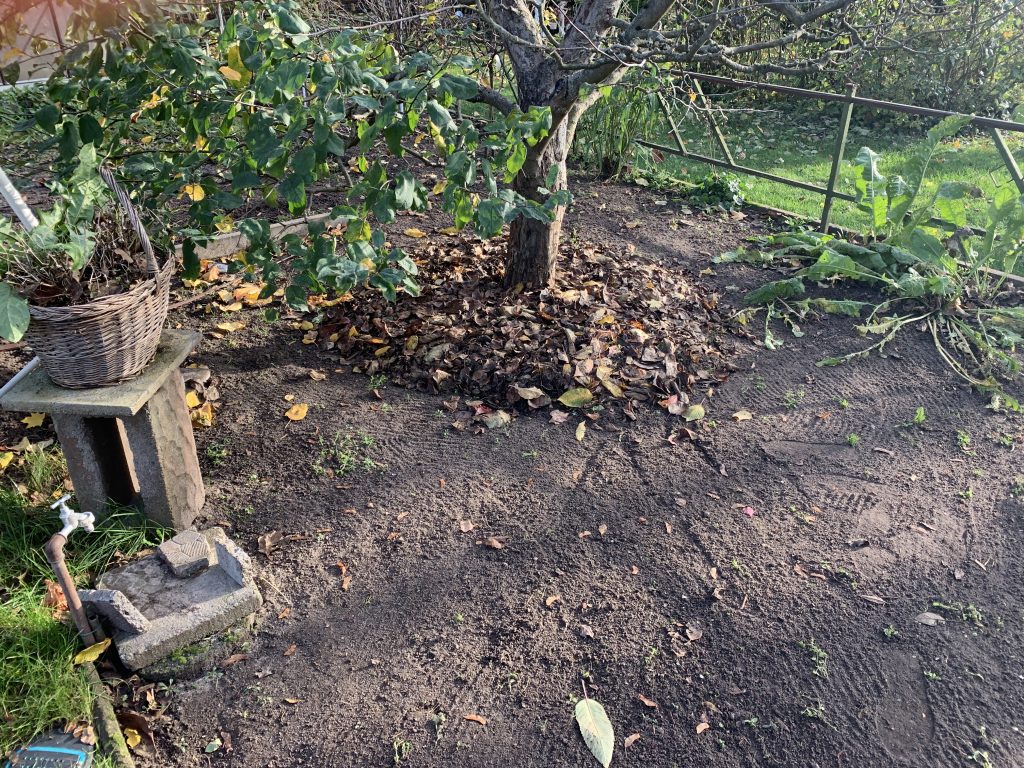 Natürliche "Erdaufschüttung" aus Laub