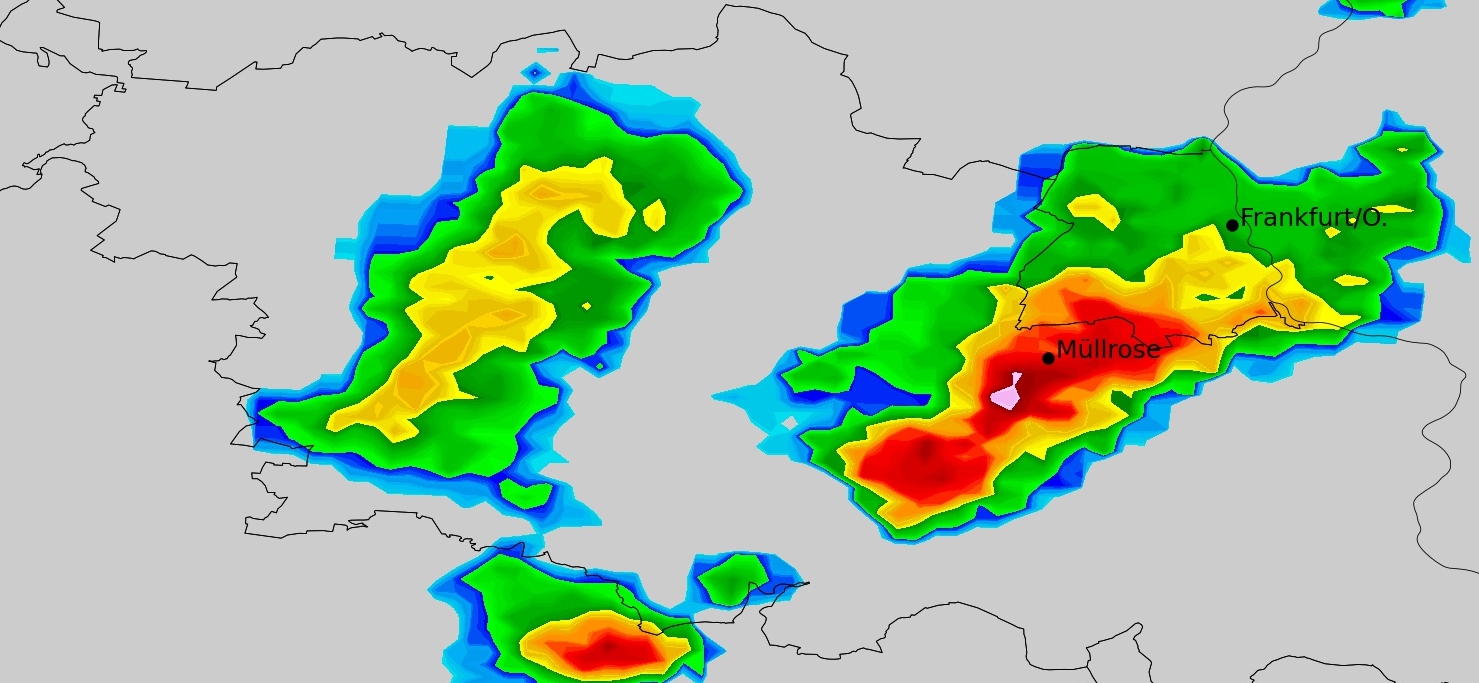 Radarbild vom Landkreis Oder-Spree vom 24.05.2020, 14.25 Uhr