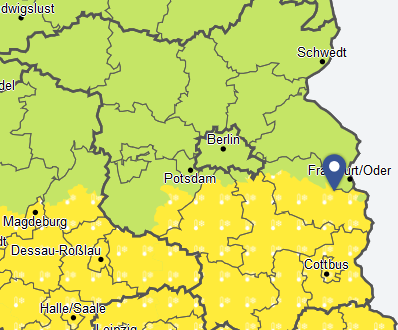 Warnkarte vom Deutschen Wetterdienst