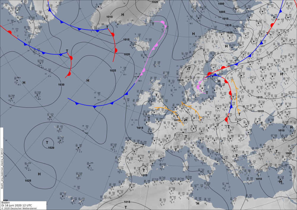 Isobarenkarte vom Deutschen Wetterdienst Über dem Atlantik und über Russland herrscht hoher Luftdruck. Dazwischen - eingekesselt - wissen die Tiefdruckgebiete nicht, wohin. Dies macht die Vorhersage umso schwieriger