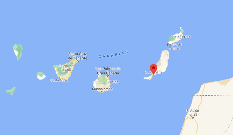 Kanarische Inseln mit Markierung von Costa Calma
Bildquelle: Google Maps